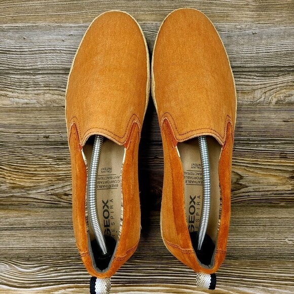 Geox Respira Burnt Orange Suede/Canvas Slip-Ons W/ Rope Midsoles Men\'s Size 9 main image 9
